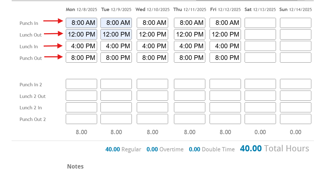 Split Timetable Creating a Split Shift WebCenter Timecard