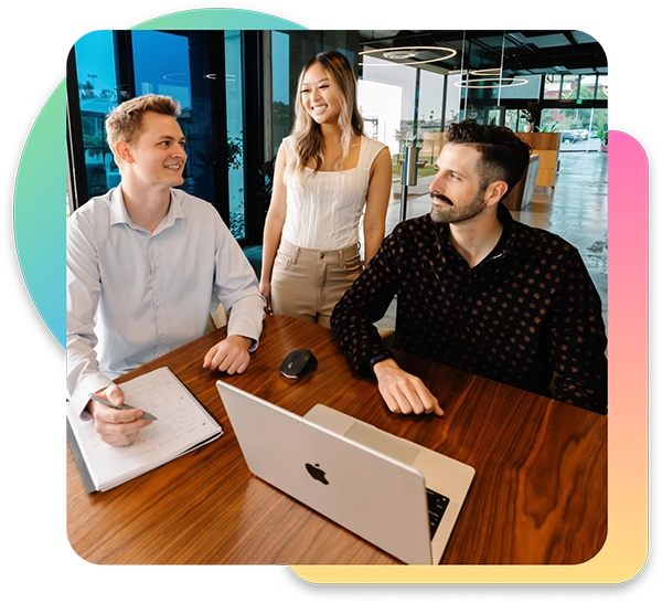 Group of 3 TCWGlobal workers working together