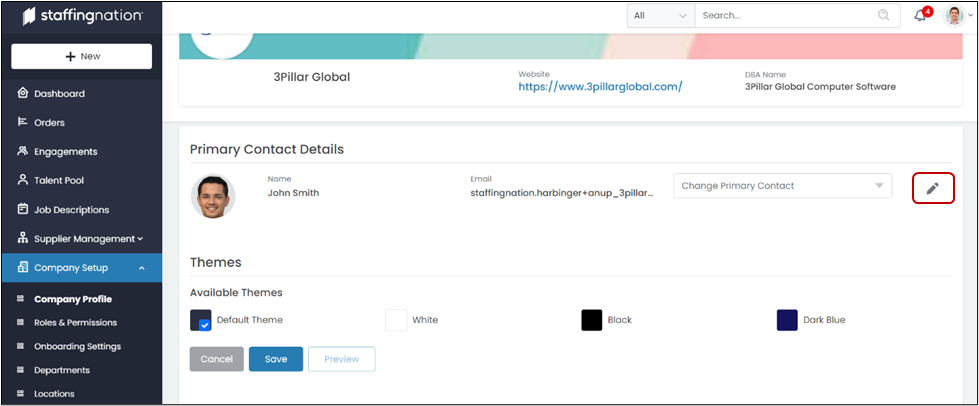 StaffingNation Company Profile edit primary contact details