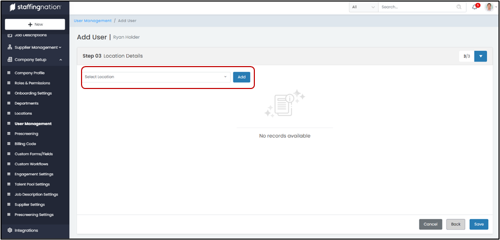 StaffingNation Add User Step 3