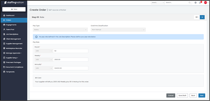 StaffingNation Create Order form Step 3